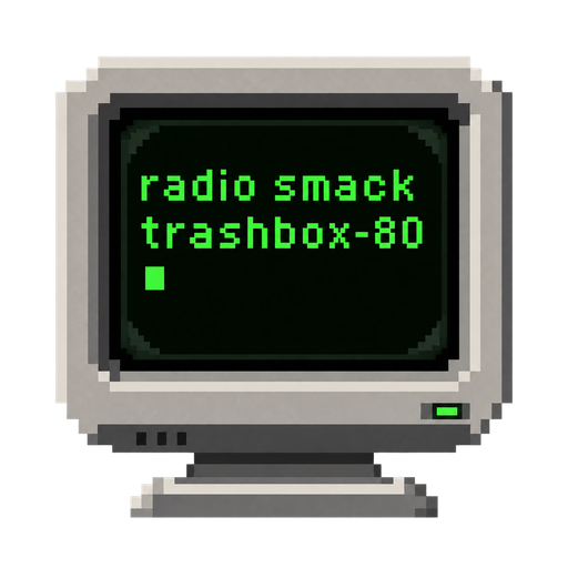 TrashBox-80 favicon: Radio Smack computer with a green BASIC screen